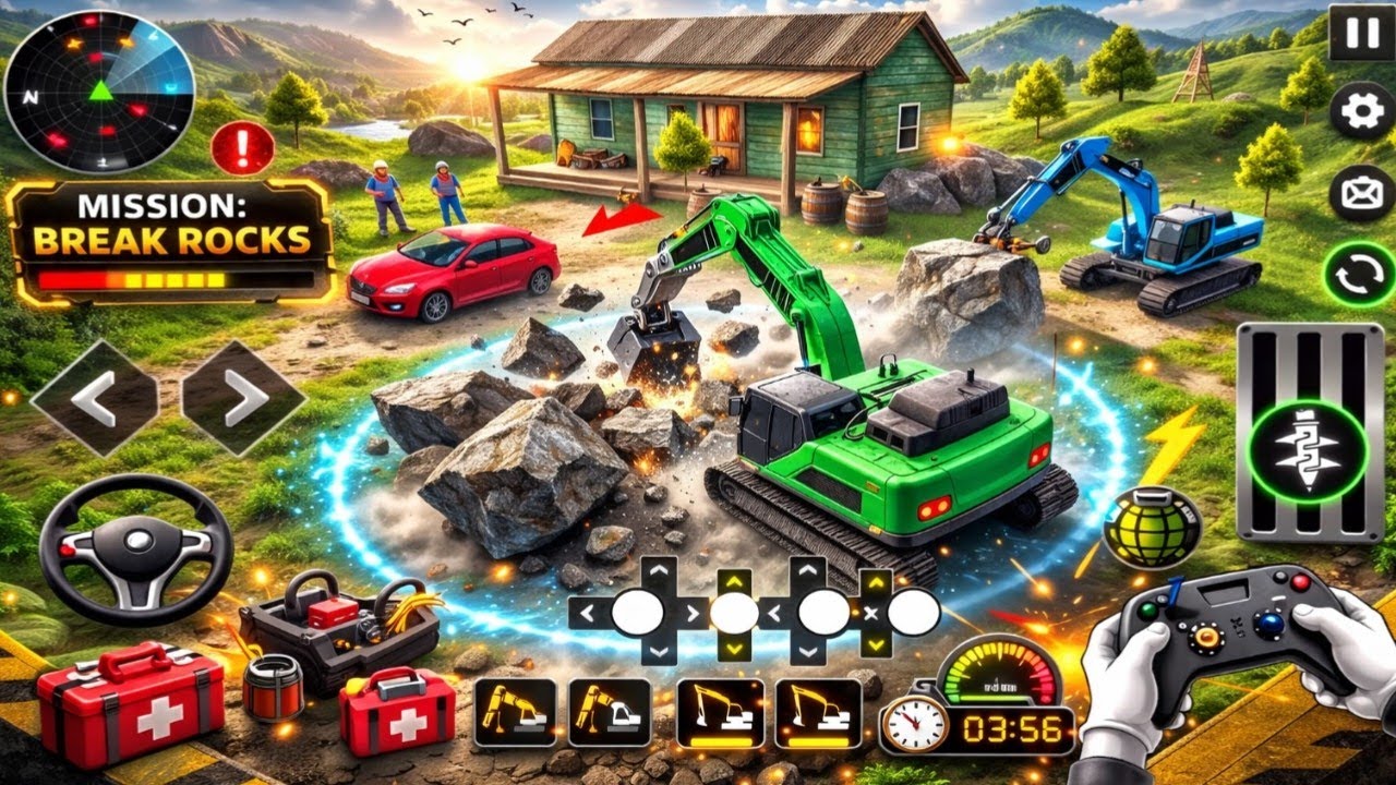 Breaking the Giant Rock with Excavator! 😱 | Hardest Level Ever