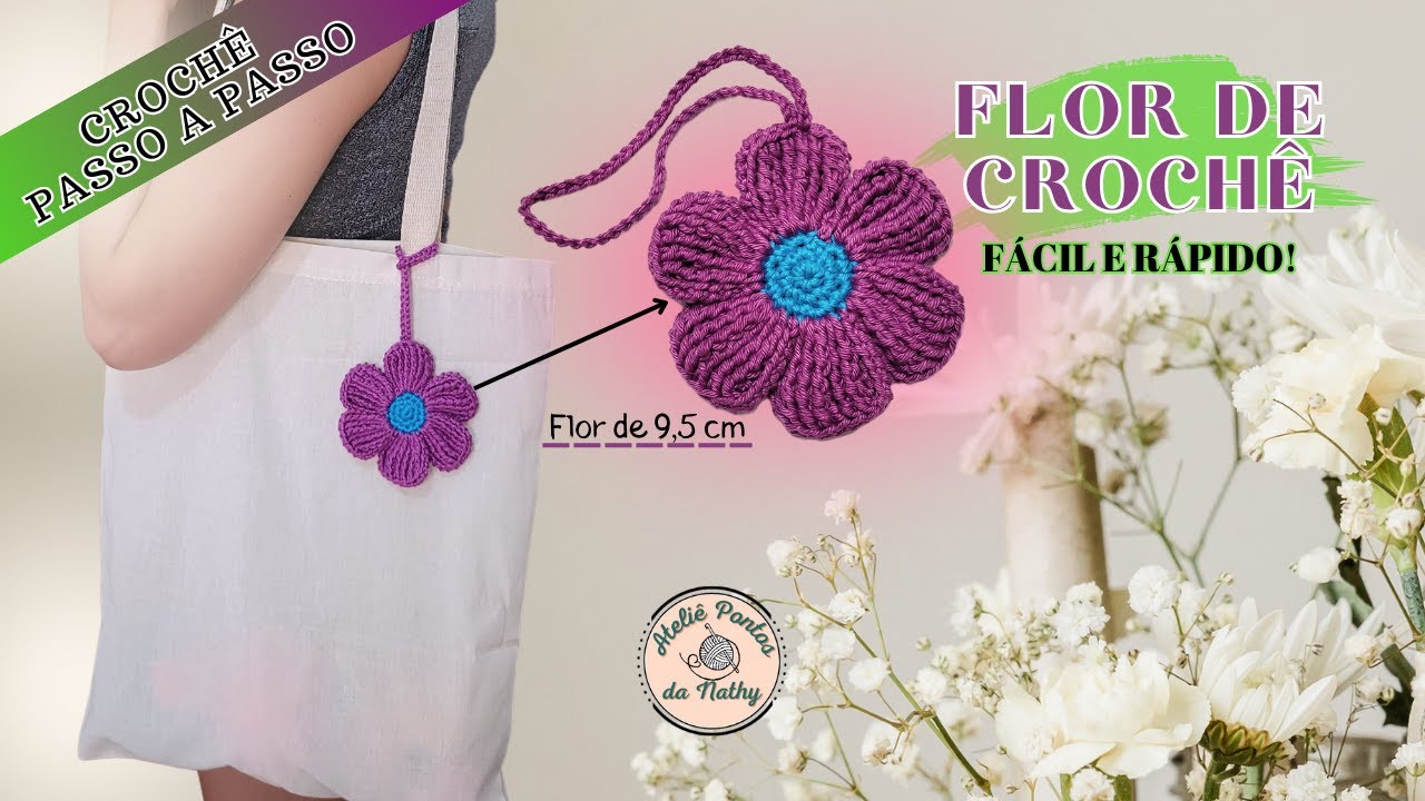 CHAVEIRO DE CROCHÊ FLOR FÁCIL E RÁPIDO AMIGURUMI CHAVEIRO FÁCIL #chaveirodecroche PASSO A PASSO
