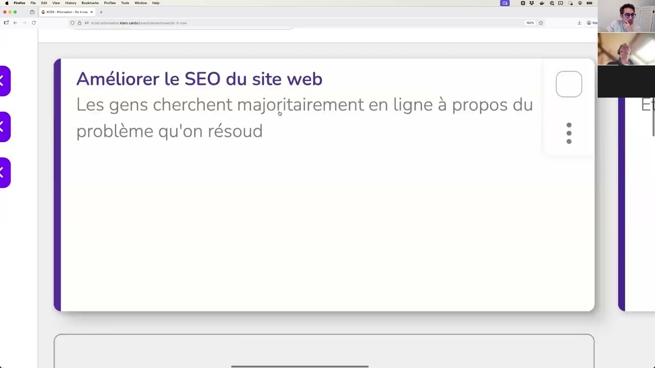 Prioriser avec la Matrice d'Eisenhower dans Klaro Cards