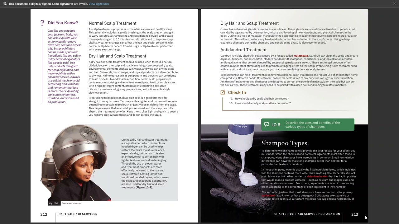 Milady Cosmetology Ch 10 Pages 211-218 Hair Service Preparation