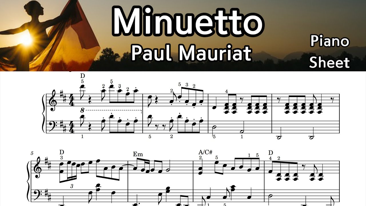 Minuetto / Piano  Sheet Music / Paul Mauriat/ by SangHeart Play