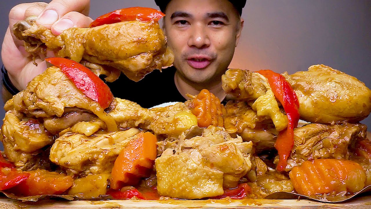 CHICKEN AFRITADA MUKBANG | CHICKEN WITH TOMATO SAUCE AND SOY SAUCE | ALFIE EATS
