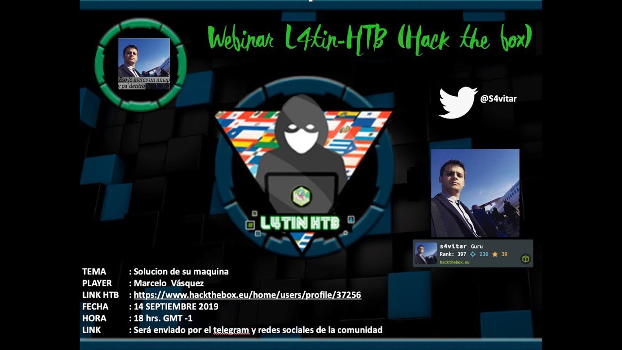 Webinar interactivo N° 3, Desafío CTF L4TIN-HTB (Hack the box) by s4vitar