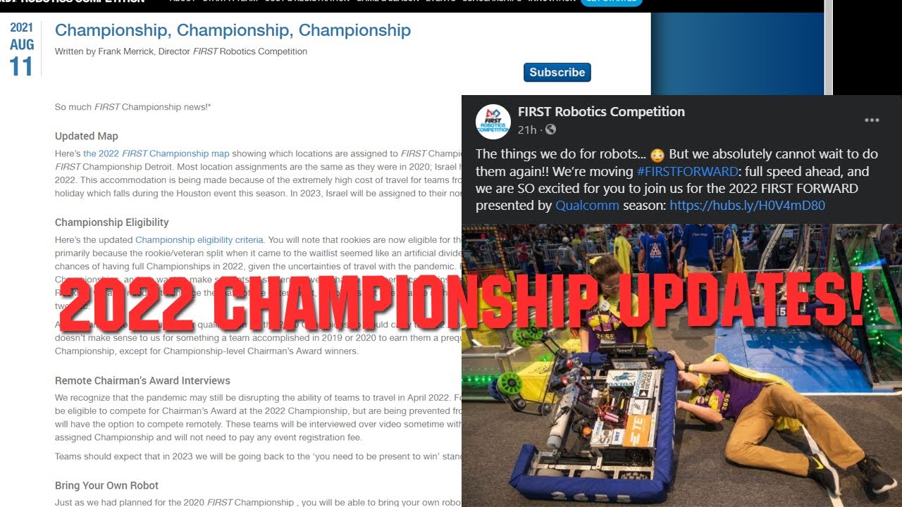 New 2022 Championship Info - FIRST Updates, Now