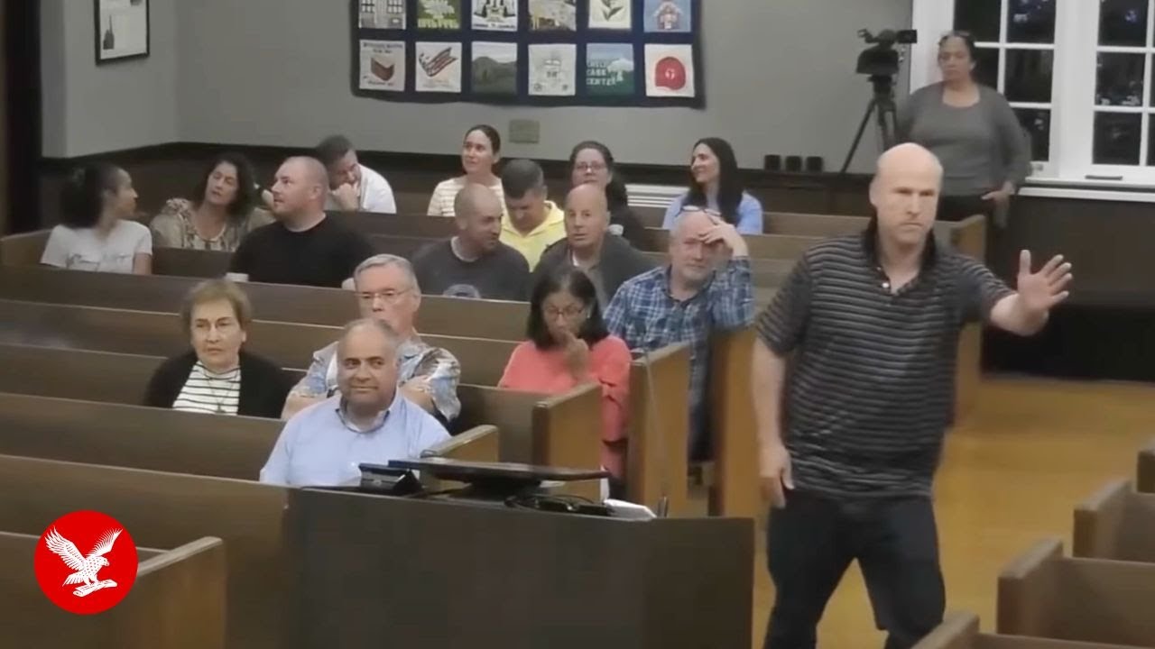 Awkward moment New Jersey man breakdances during town hall meeting