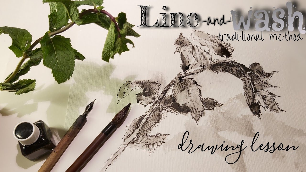 Line-and-wash ink The traditional method/ pen and ink/ drawing techniques tutorials/ drawing lesson