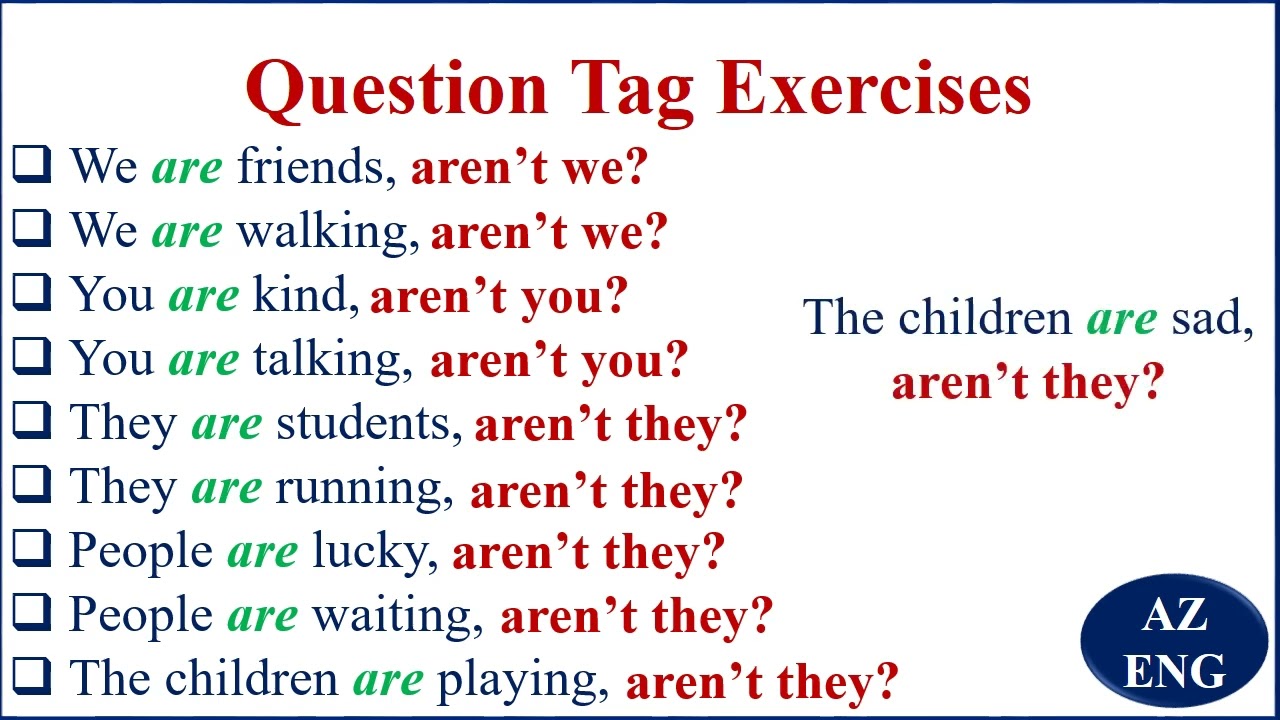 QUESTION TAG ON 'IS ' AND 'ARE' LESSON 1