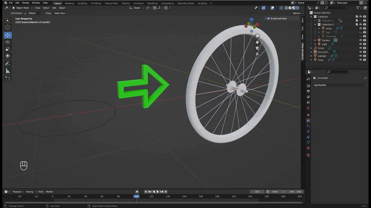Blender Animate 3d : Model EP-51.a : Bicycle wheel : ล้อจักรยาน