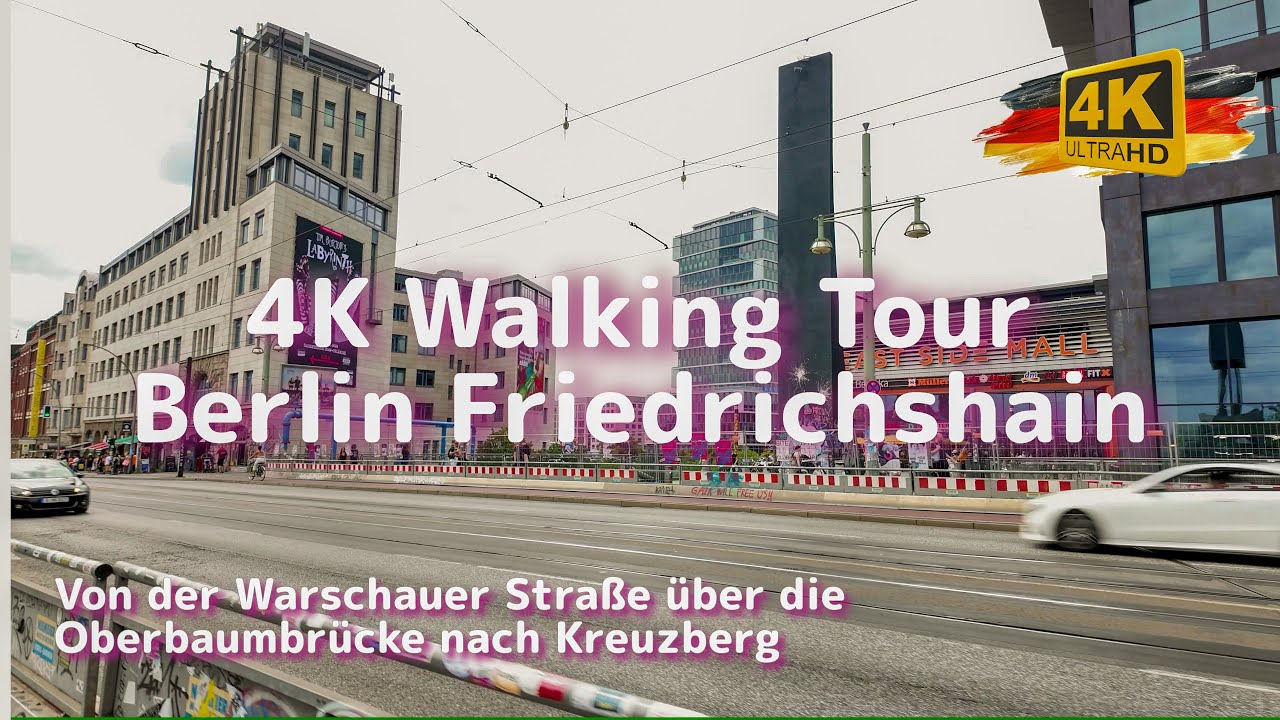 4K Walking Tour in Berlin vom S-Bahnhof Warschauer Straße zum Sage Beach in Kreuzberg