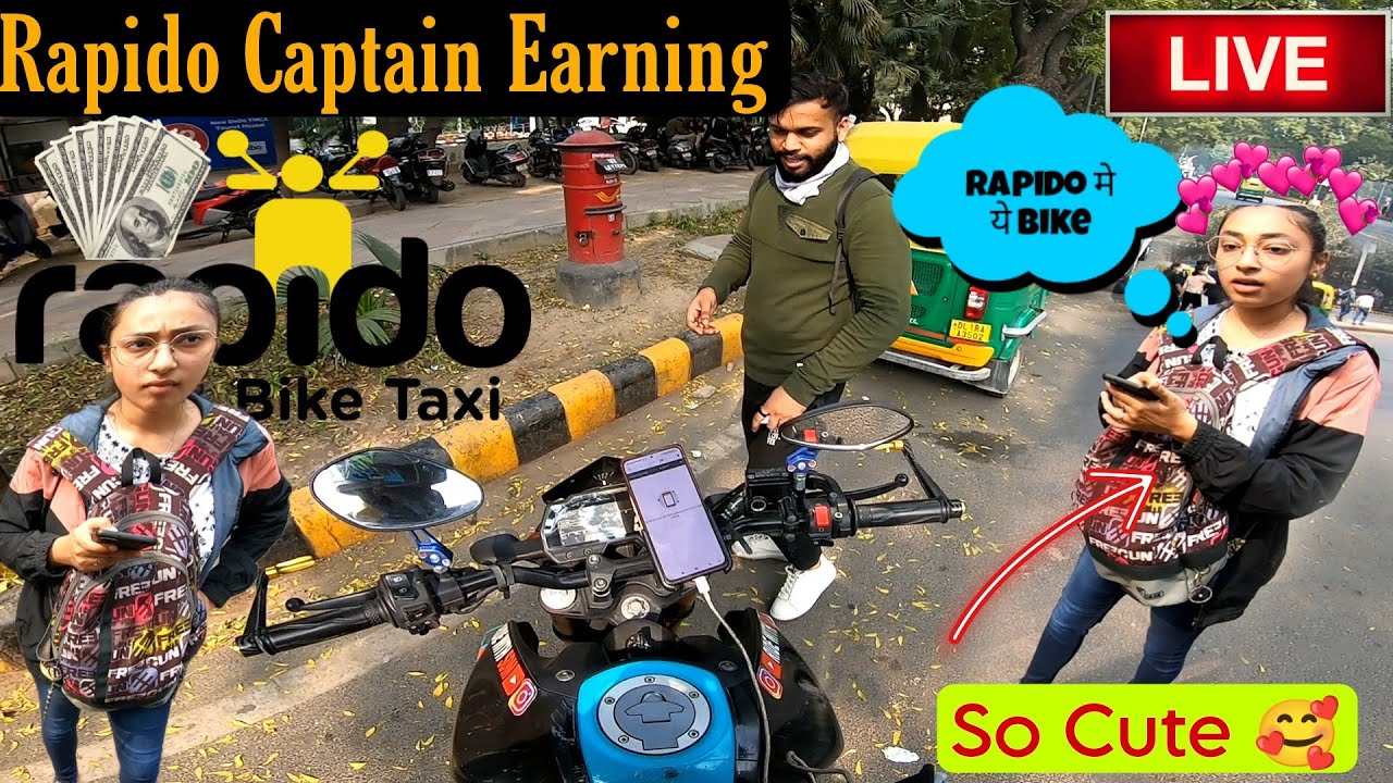 Part Time Rapido Earning💰|| 1st Ride Par Cute Girl Aagayi 😍 ||MT 15 Par Rapido|| Full Day Earning ☺
