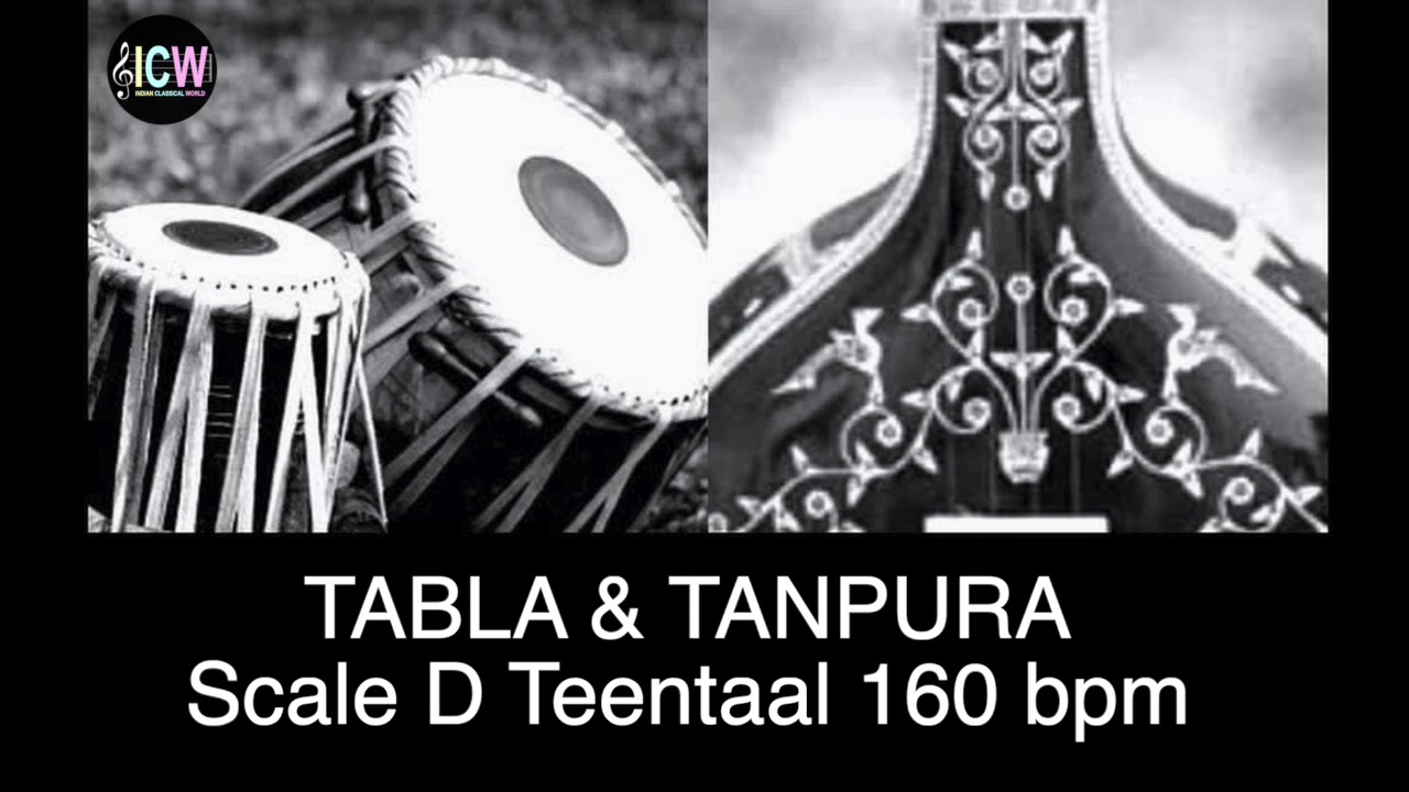 Tabla and Tanpura Scale D | Teen taal (160 bpm) madhya laya Tabla with Tanpura scale D