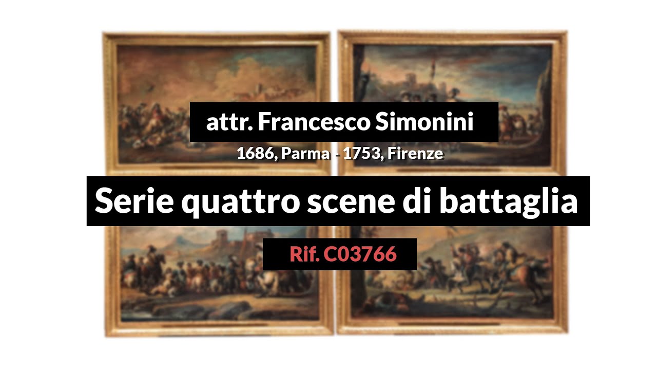 Speciale Dipinti Antichi - Serie quattro scene di battaglia - attr. Francesco Simonini