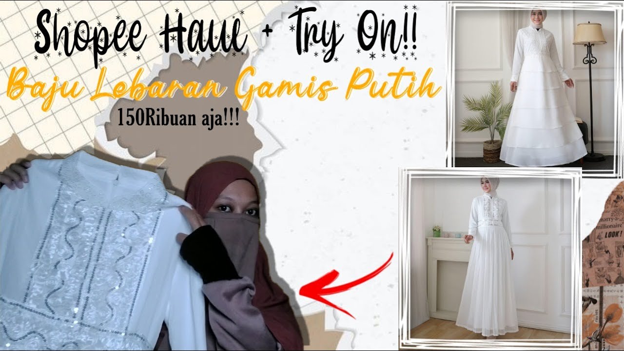 SHOPEE HAUL GAMIS PUTIH + TRY ON | REKOMENDASI GAMIS PUTIH MURAH & BERQUALITAS