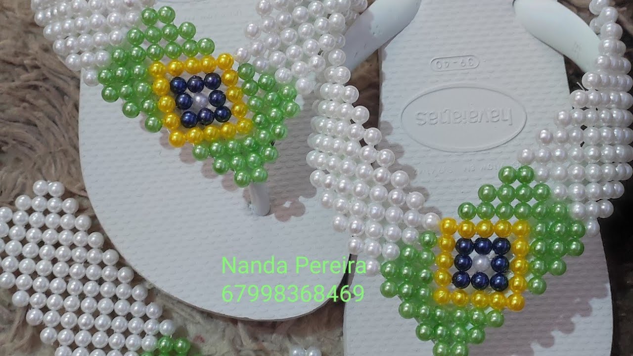 CHINELO DE PÉROLAS BANDEIRA DO BRASIL 🇧🇷🥰