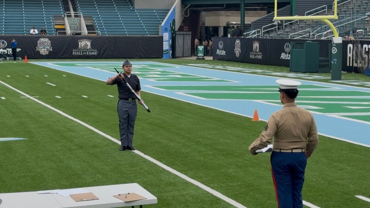 Tulane Mardi Gras Drill Meet 2026 West Point USMA Drill Team Solo Exhibition, Cadet Bolainez.