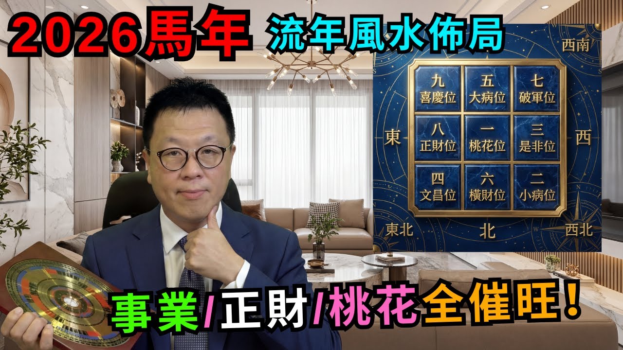 馬年流年風水佈局 2026 - 催財 催桃花 旺人緣 化是非 化病