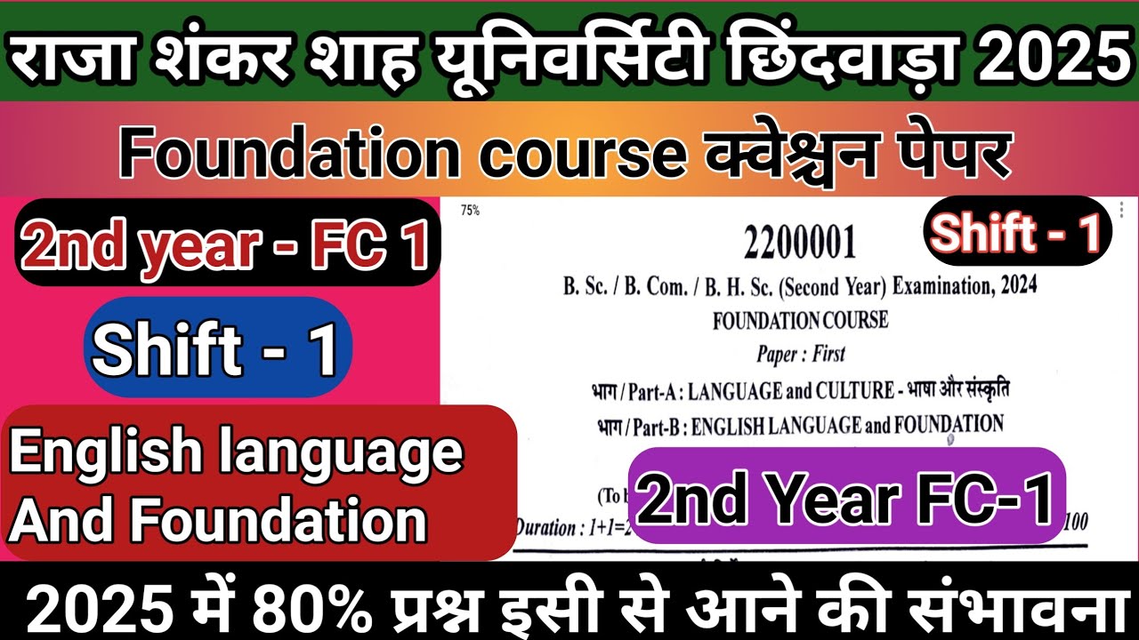 2nd year Foundation (English Language) Question paper// second year Foundation paper Chhindwara #cuc