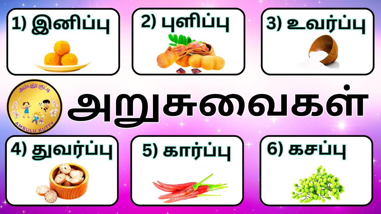 Six Tastes of food in Tamil | குழந்தைகளிற்கான அறுசுவைகள் | #tamilrhymes | @AmbuluKutty |