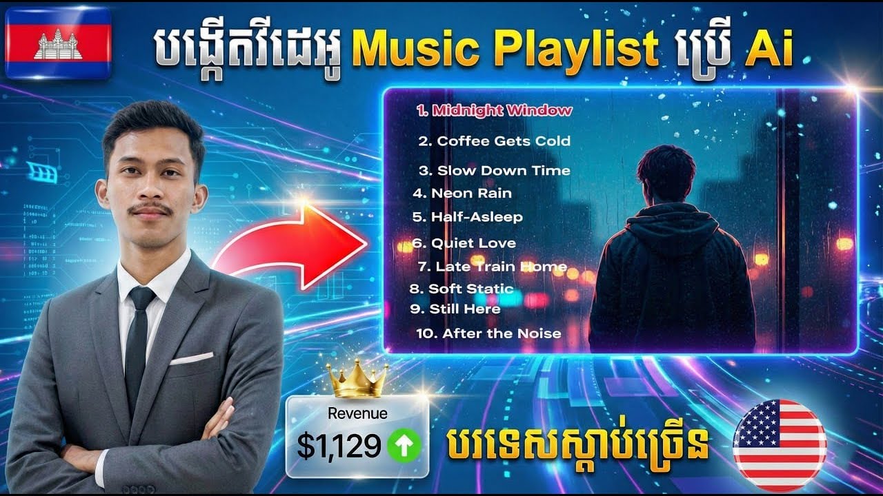 របៀបធ្វើ បទចម្រៀង Playlist ដោយប្រើ AI | How to Create Music Playlists Using AI