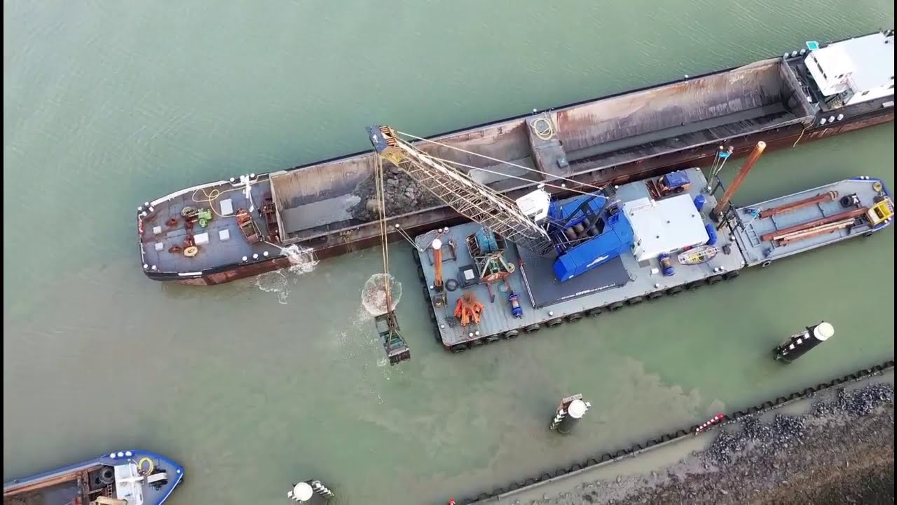 Crane Operations At Sea lock Terneuzen
