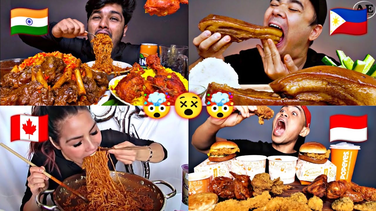 Famous BIG BITER Mukbangers From Different Countries!😱🤯😵🇮🇩🇵🇭🇨🇦🇮🇳🇰🇷