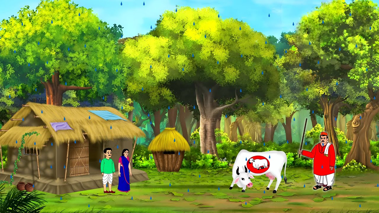 बारिश में गर्भवती गाय दुख | Moral story | Cartoon video | Hindi kahniya