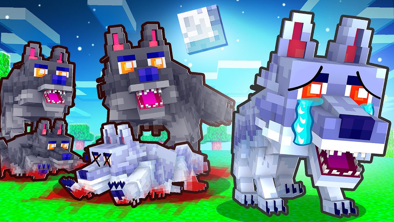 A HISTORIA DO FILHOTE DE LOBO DIFERENTE QUE TEVE SUA FAMILIA CAÇADA POR ALFAS no MINECRAFT