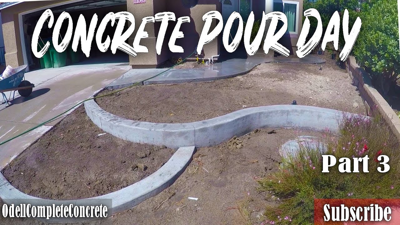 How to Pour a Concrete Walkway and Retaining Curb Wall Part 3