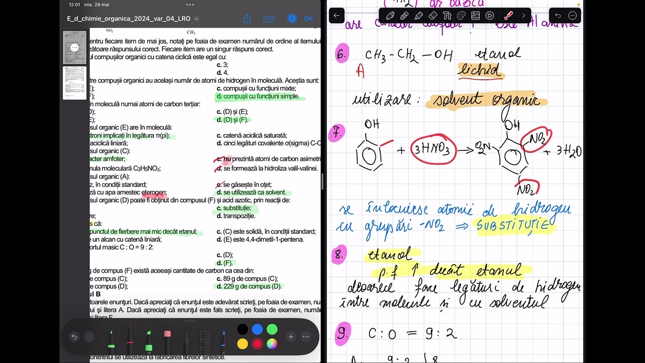 BAC SPECIAL 2024 Chimie Organica- partea I