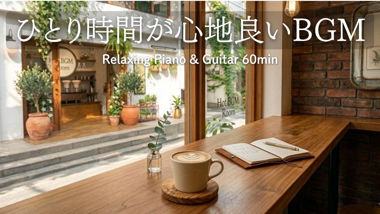 【カフェBGM】ひとり時間が心地いい朝に🌿カフェで心落ち着く Relaxing Piano & Guitar 60min｜リラックス・読書・勉強・作業用音楽