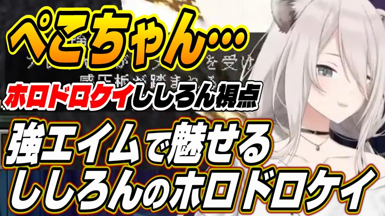 【ホロライブ切り抜き/獅白ぼたん/博衣こより/アキロゼ/大空スバル/沙花叉クロヱ】ぺこちゃん上向いてる・・・強エイムで魅せるししろんのホロドロケイ2024まとめ