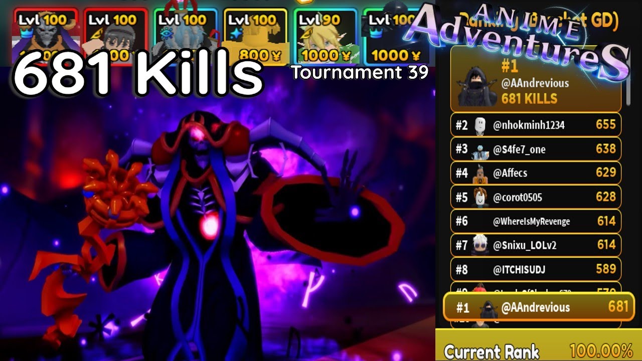 681 KILLS USING UNIQUE AINZ Tournament 39 | Anime Adventures