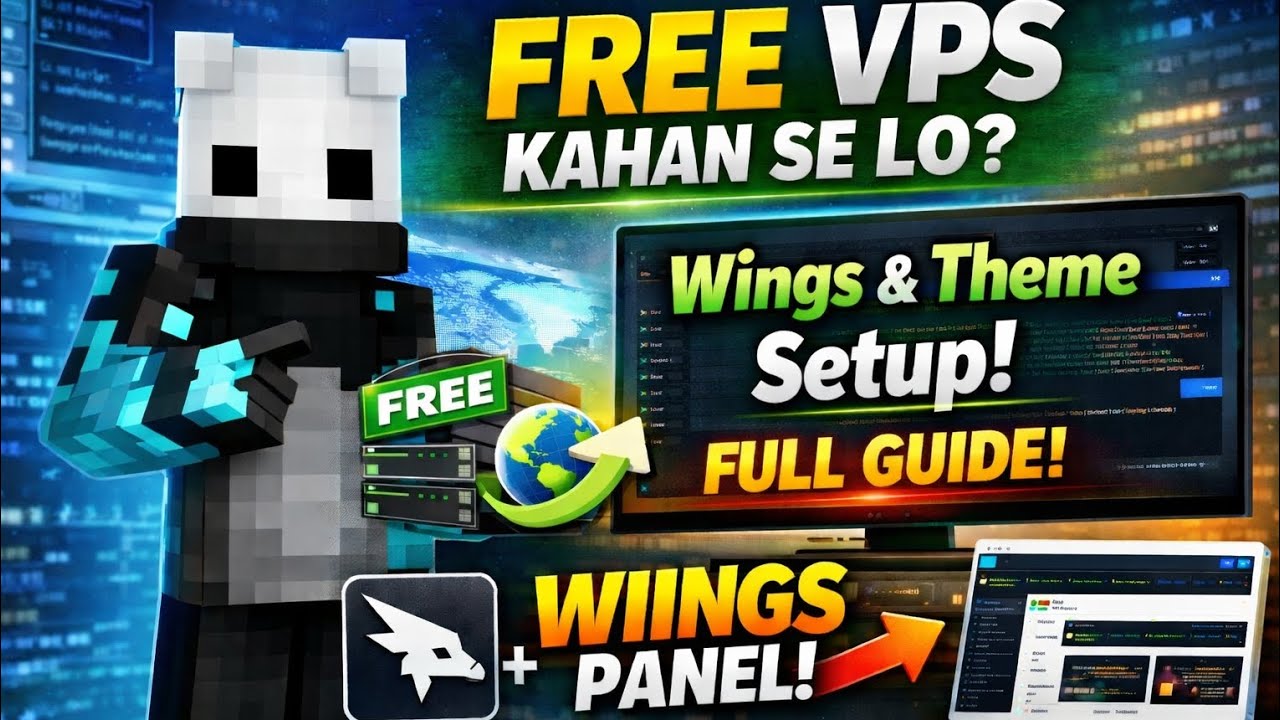 😱 FREE VPS Kahan Se Le? ⚡ Wings Panel + Premium Theme Install Full Guide (100% Working)