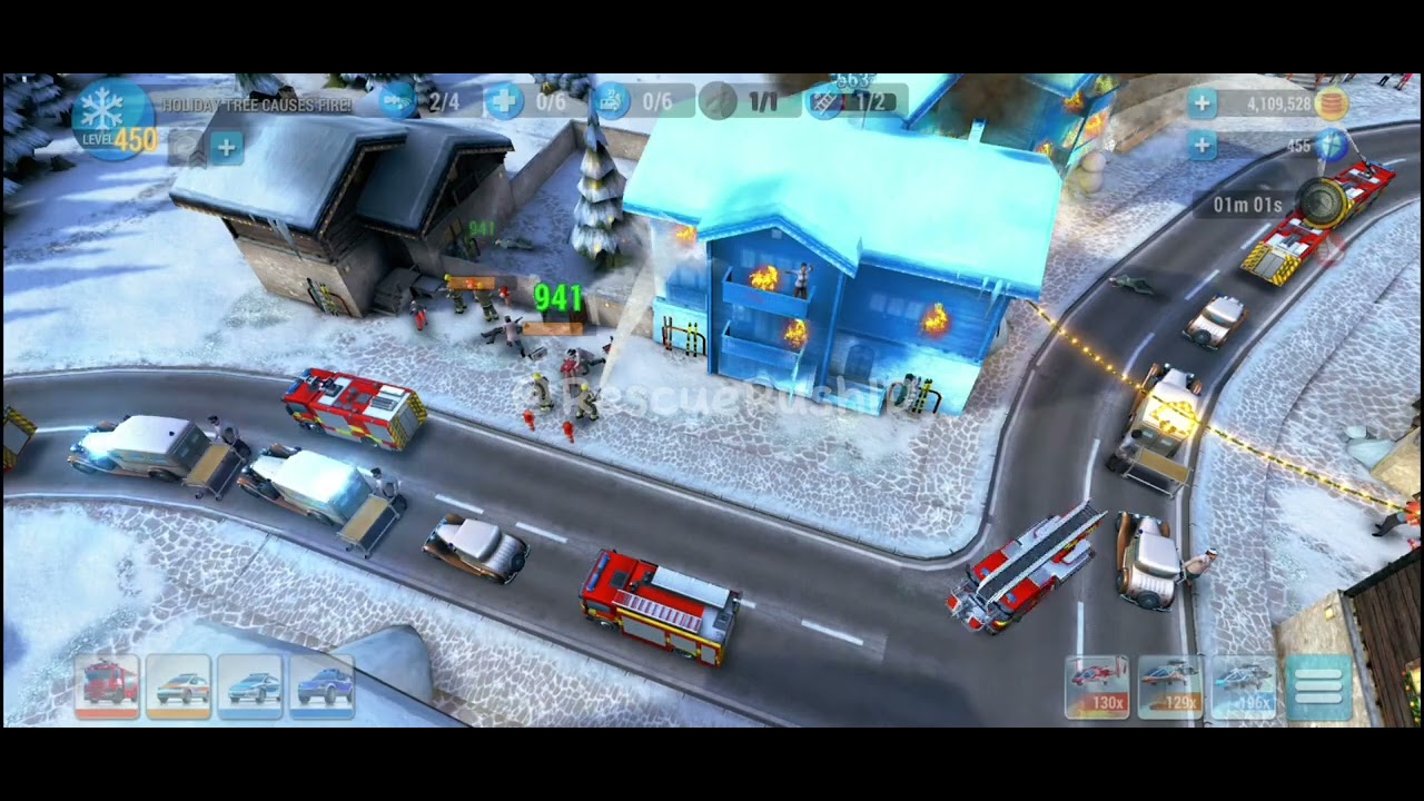HOLIDAY TREE CAUSES FIRE❗️LEVEL450❗️EMERGENCY HQ GAMEPLAY STRATEGY