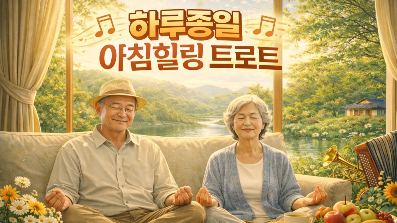 🎵 아침힐링 트로트 | 마음이 차분해지는  🧘 매일아침 1시간 스트레칭 명상음악