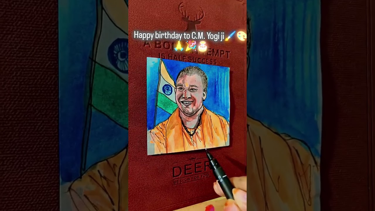 happy birthday cm yogi ji🙏🖌️🎨🎉🎂 #liveportrait #art #yogiadityanath