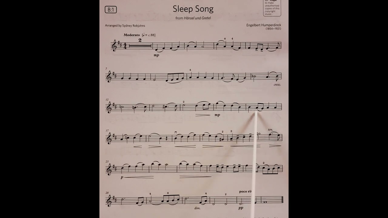 Sleep Song by Engelbert Humperdinck piano accompaniment at rehearsal speed