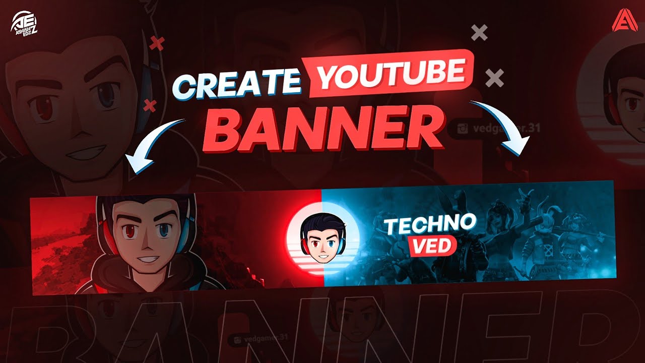How To Make Dual Colour Themed YouTube Banner On Android || Gaming Banner Tutorial.