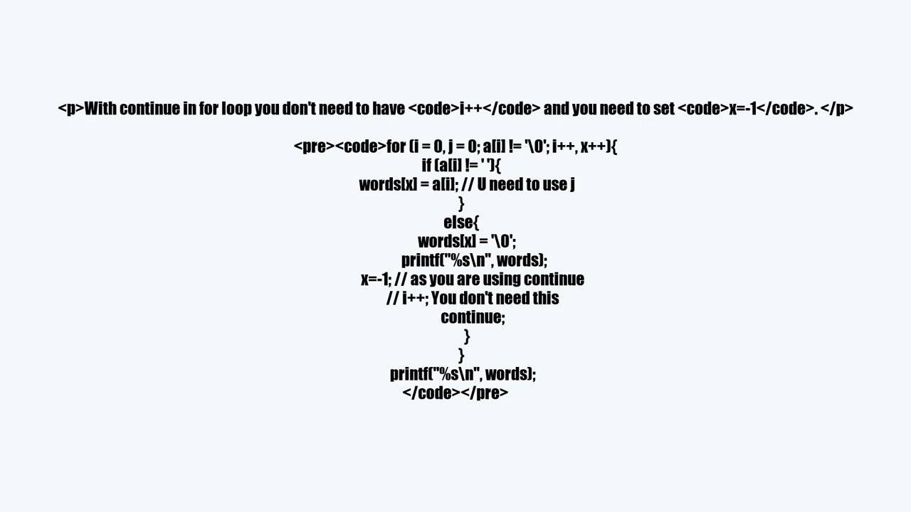 videoIterate through a character array while skipping over whitespace