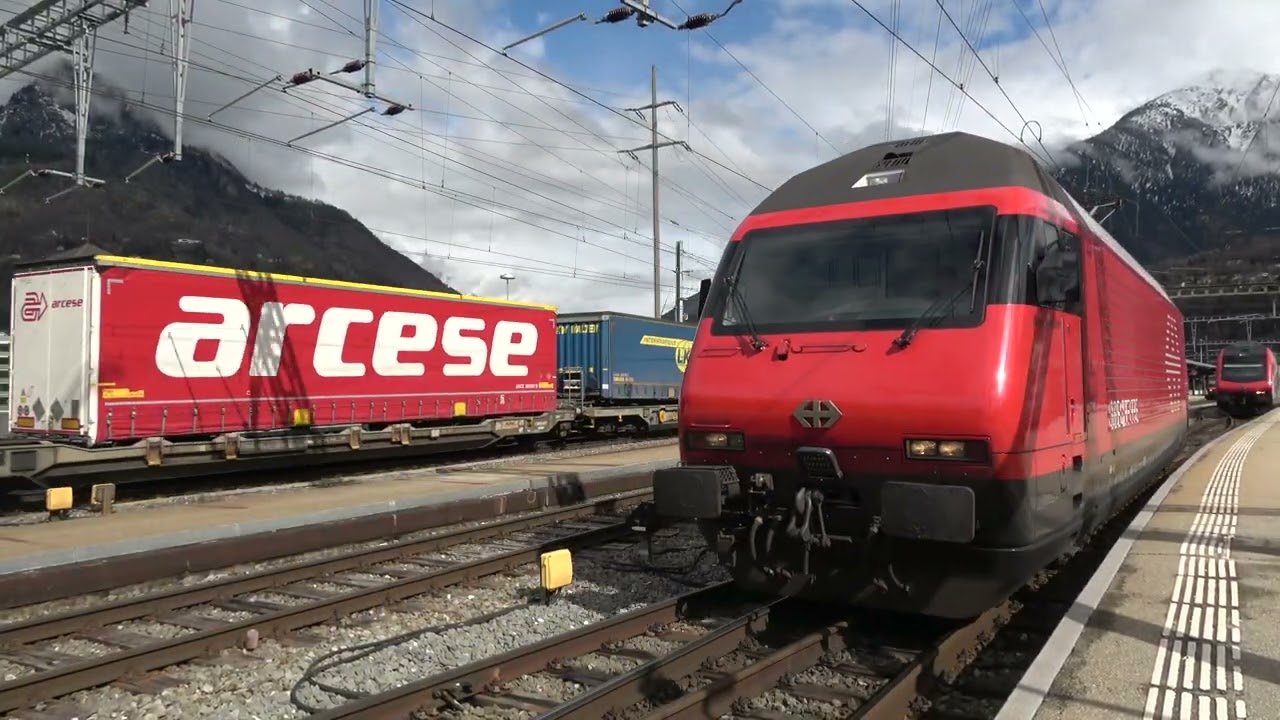 Banhof Brig nur Güterzüge im maart 2024🇨🇭 4k.