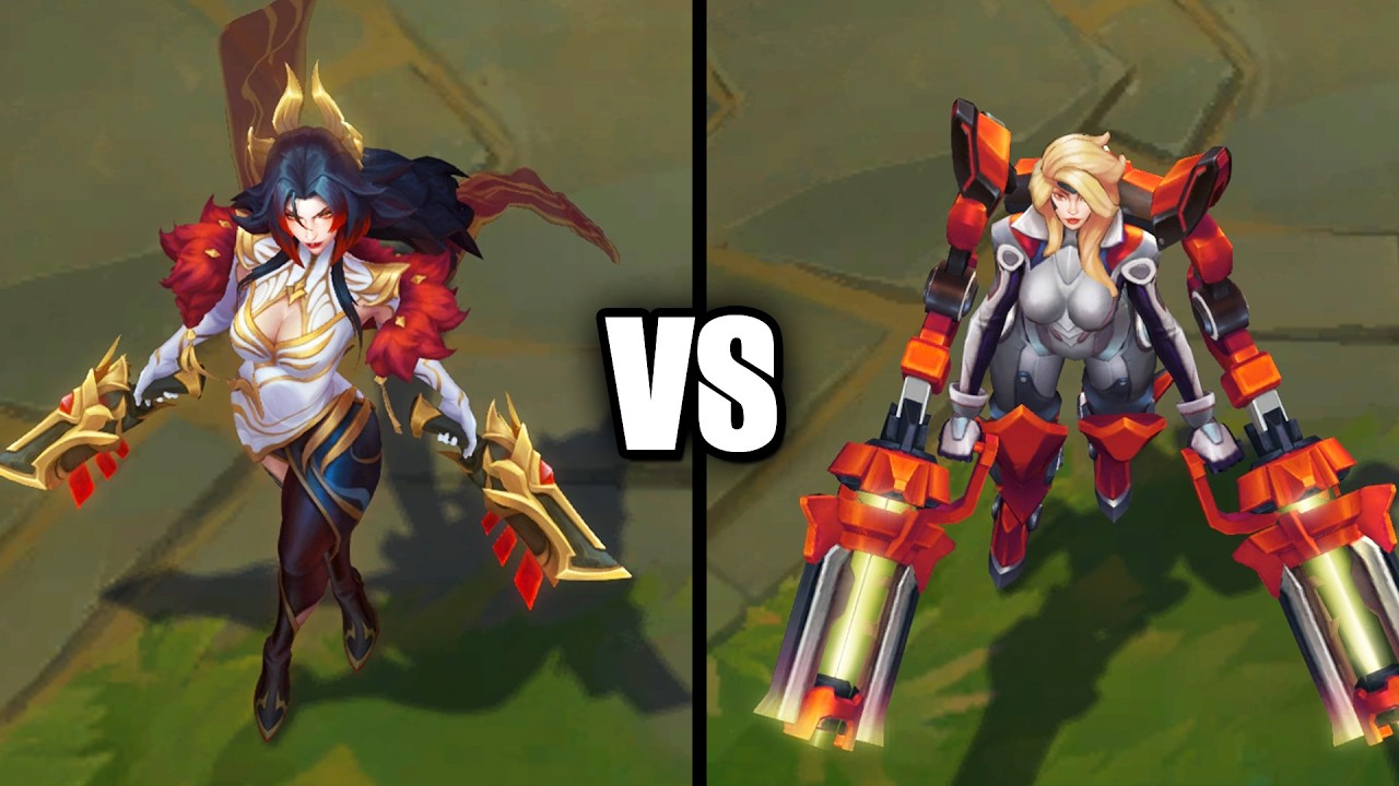 Сравнение образов MVP T1 Miss Fortune и Gun Goddess Miss Fortune (League of Legends)