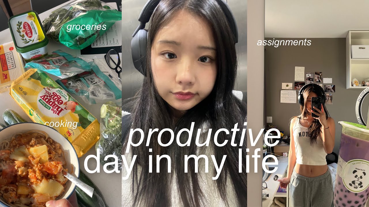 productive vlog 💌 realistic meals, errands, uni assignments, what i eat in a day, living alone ୨ৎ