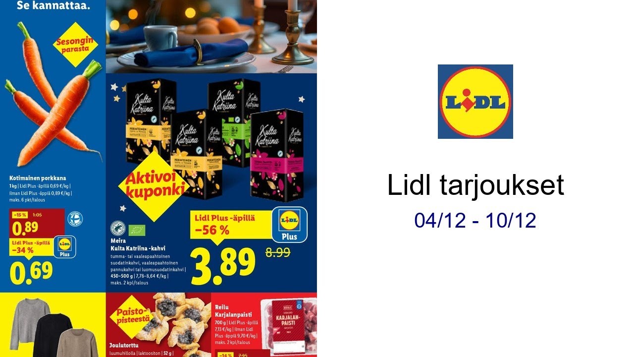 Lidl tarjoukset 04/12 - 10/12