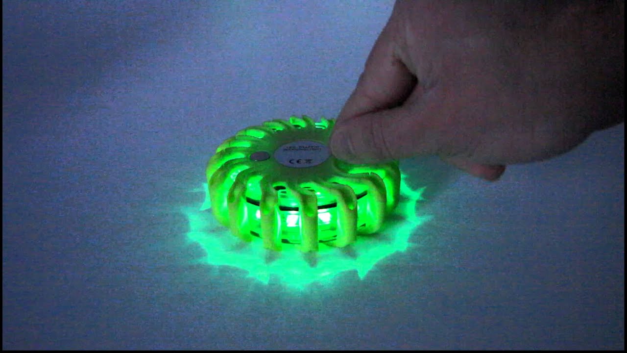 Demonstration aller Funktionen der LED WARNLEUCHTE ABSICHERUNG WARNBLITZER GR&Uuml;N