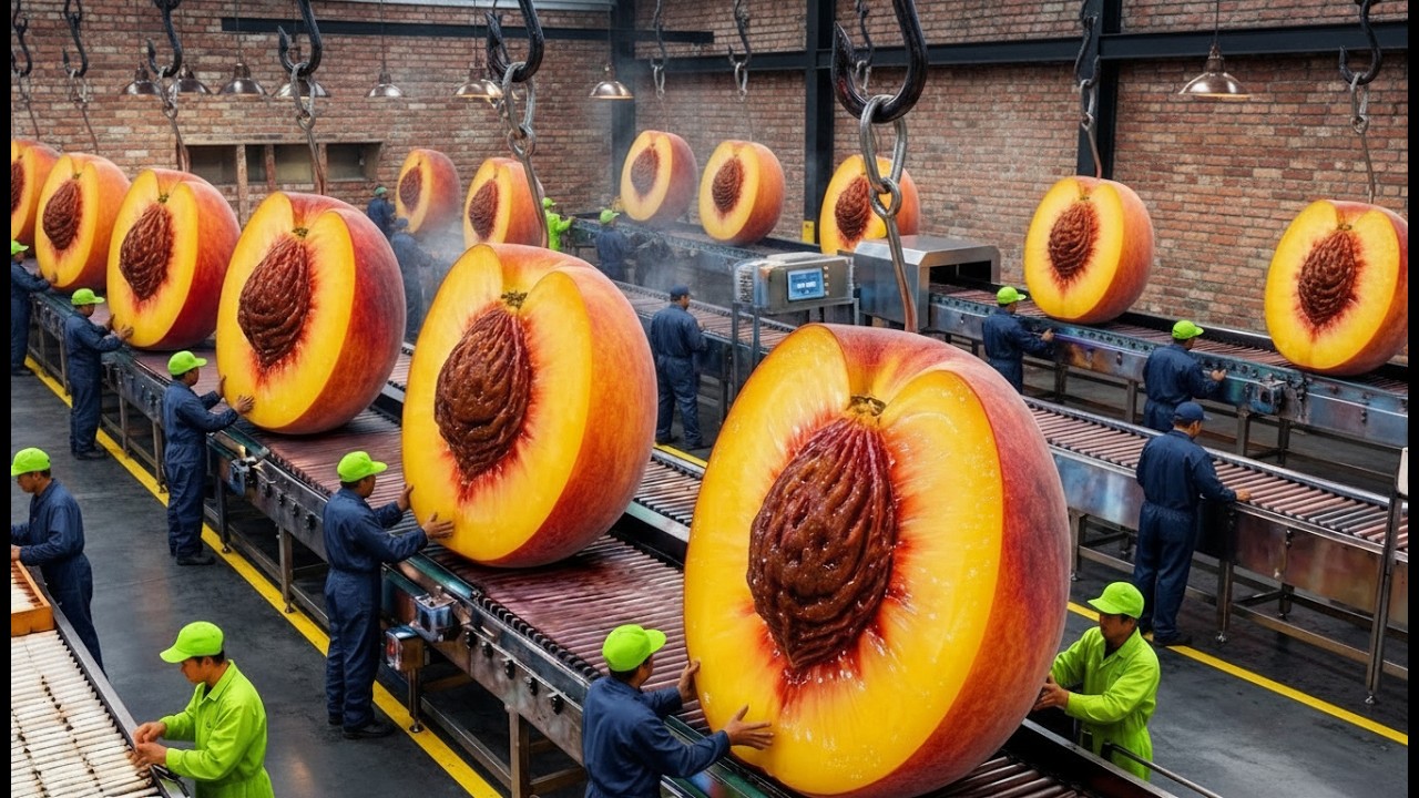 How INDUSTRIAL CANNED PEACHES Are Made | FULL STEP-BY-STEP PROCESS