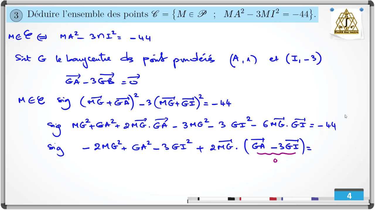 Produit scalaire 3 ème Maths et Sc exp