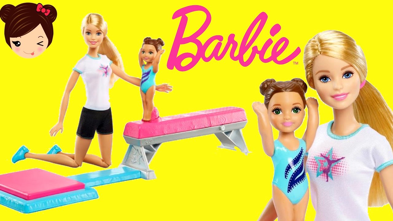 Barbie Entrenadora de Gimnasia - Muñeca que da Vueltas en Barra de Equilibrio  - Juguetes de Barbie