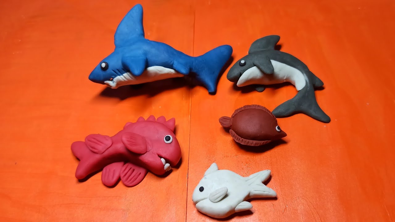 Miniature Sea fish using Polymer Clay//Shark 🦈 Dolphin 🐬 Pompano 🐟 //Creative Clay Art Video
