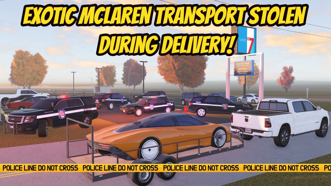 Greenville, Wisc Roblox l Exotic Mclaren Trailer Transport STOLEN - Police Roleplay