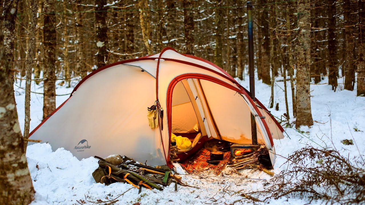 Hot Tent Winter Camping In Snow And Freezing Temperatures